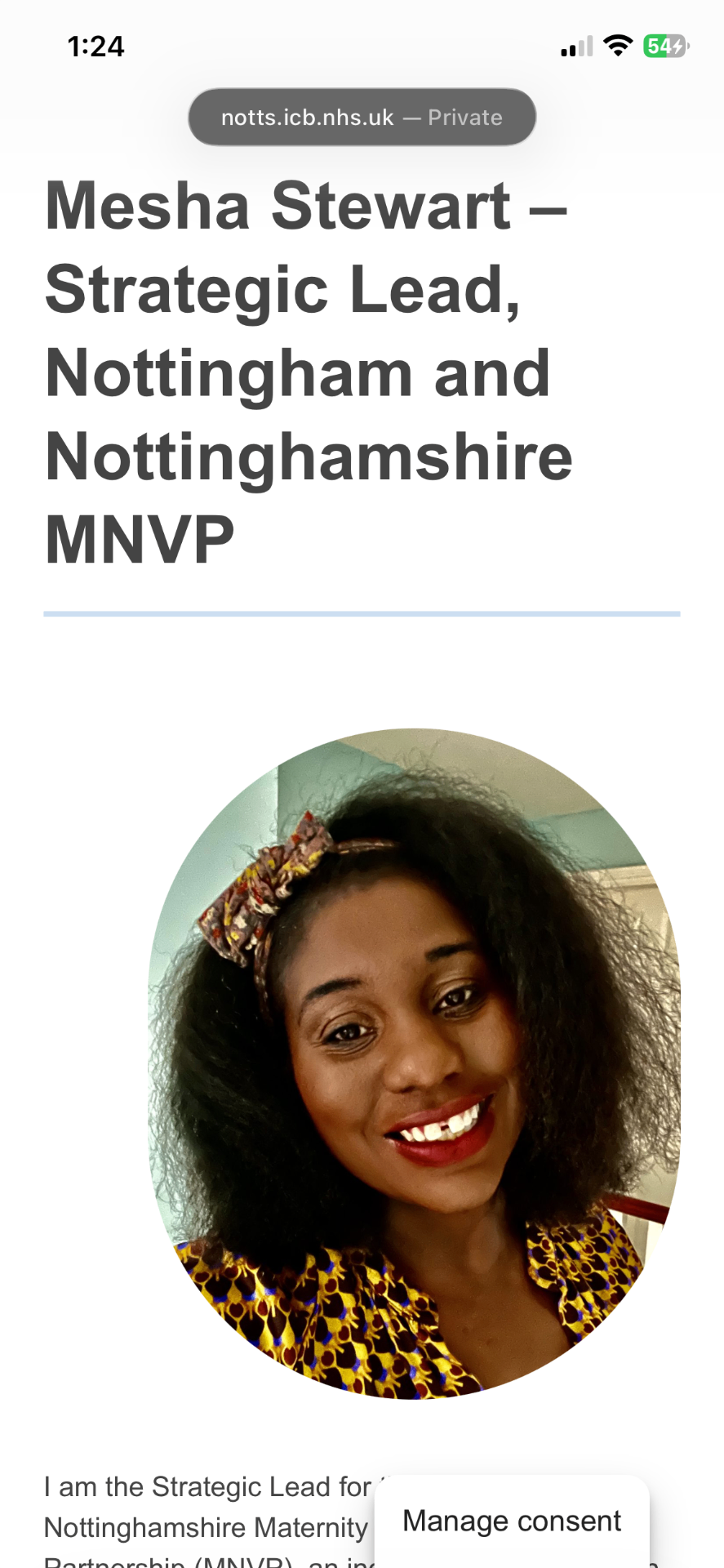 Mesha Stewart, Strategic Lead for Nottingham and Nottinghamshire MNVP